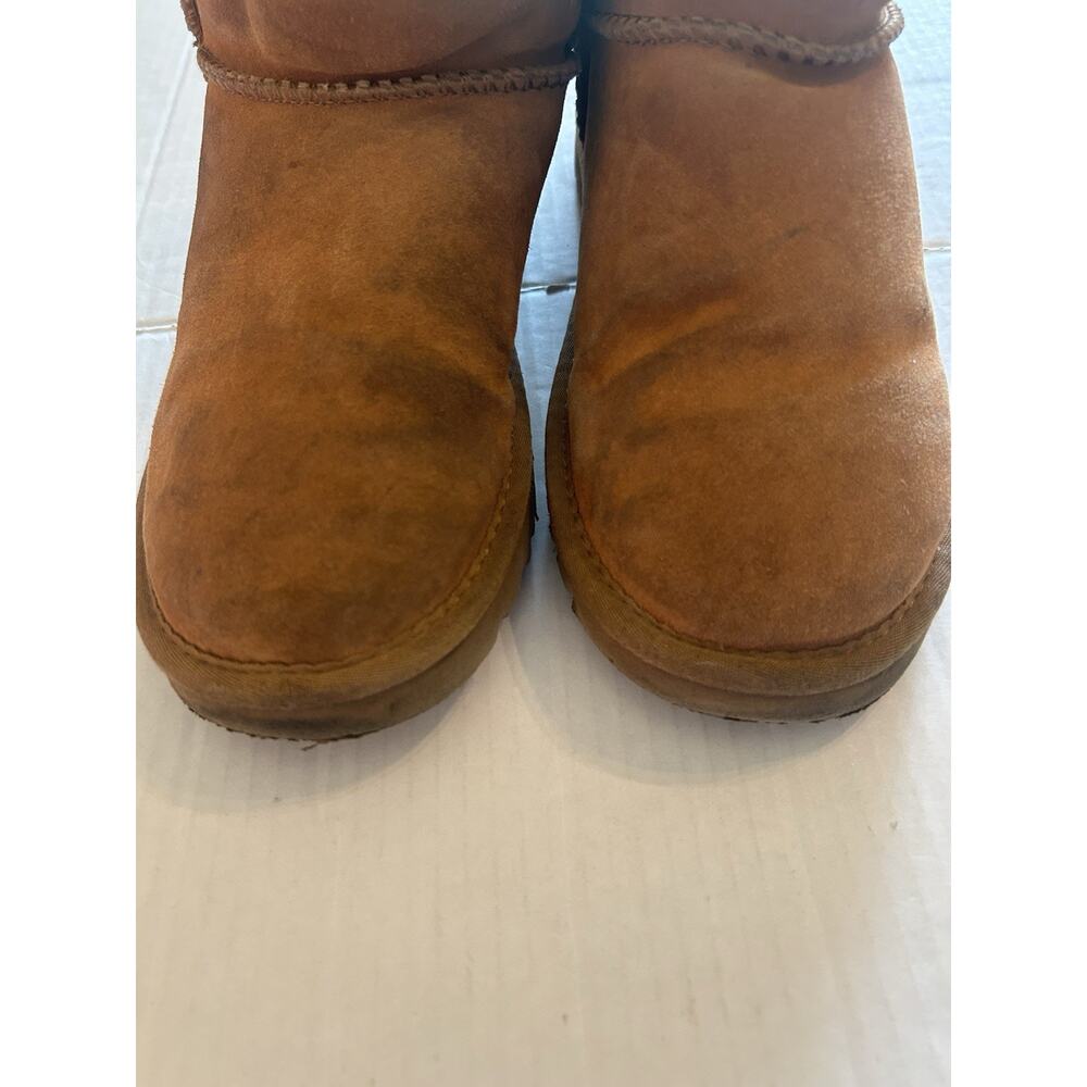 UGG Classic Ultra Mini Shearling Suede Ankle Boots Chestnut Women’s EU 40 Sz 9 - Picture 4 of 12